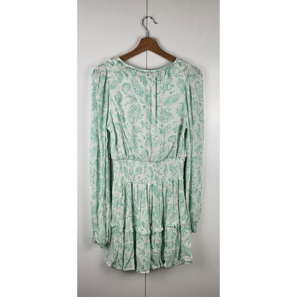 REVOLVE House of Harlow 1960 Ajay Paisley Long Sleeve Ruffle Smock Mini Dress S - Picture 2 of 9